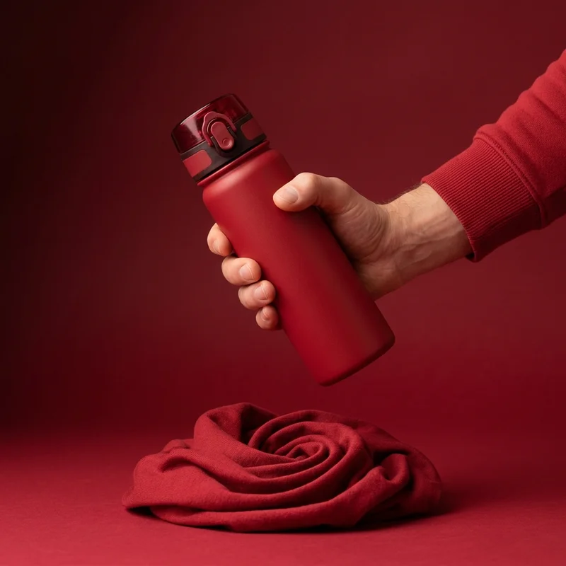 Vibrant red hydration bottle