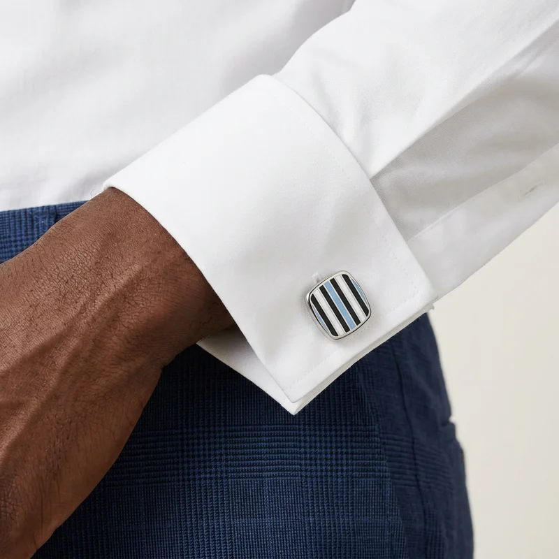 Elegant cufflink on French cuff