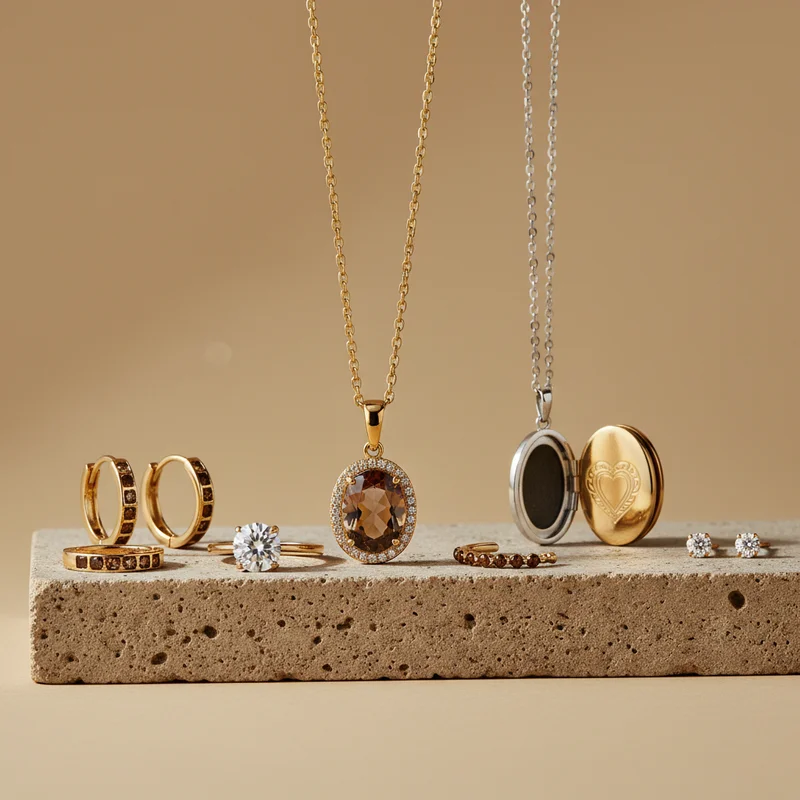Luxury gems on natural stone