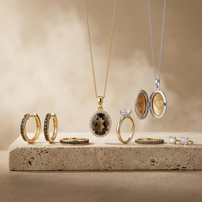 Elegant jewelry collection on stone