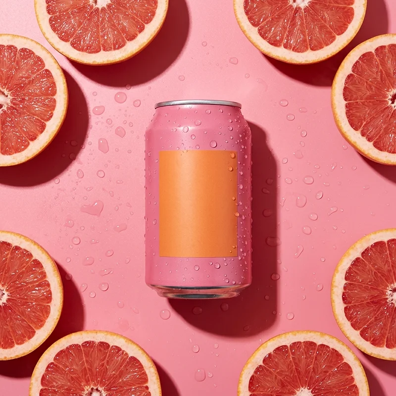 Refreshing pink grapefruit soda