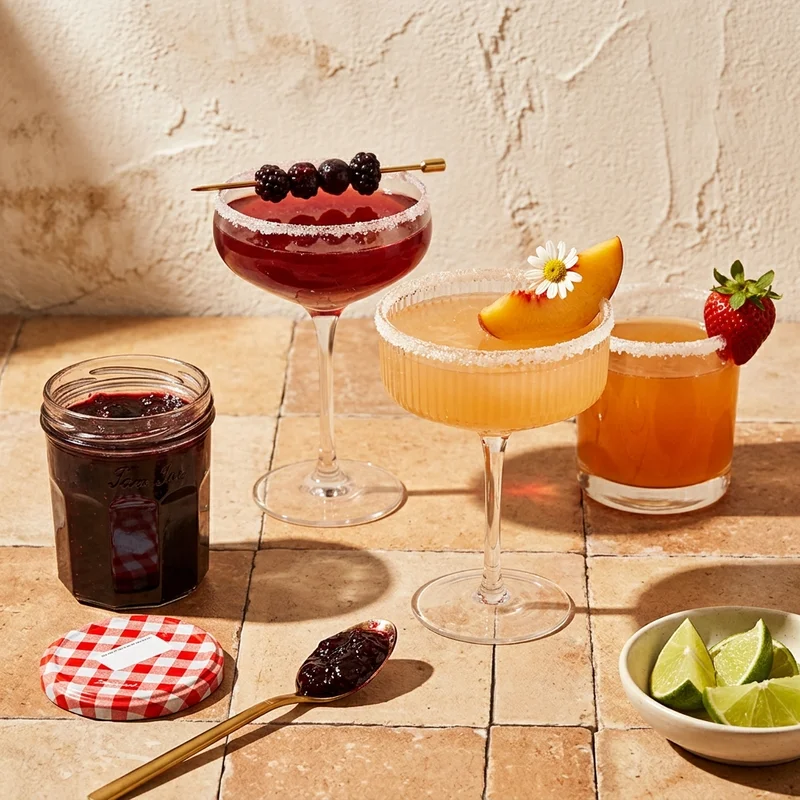 Artisanal fruit cocktails on stone