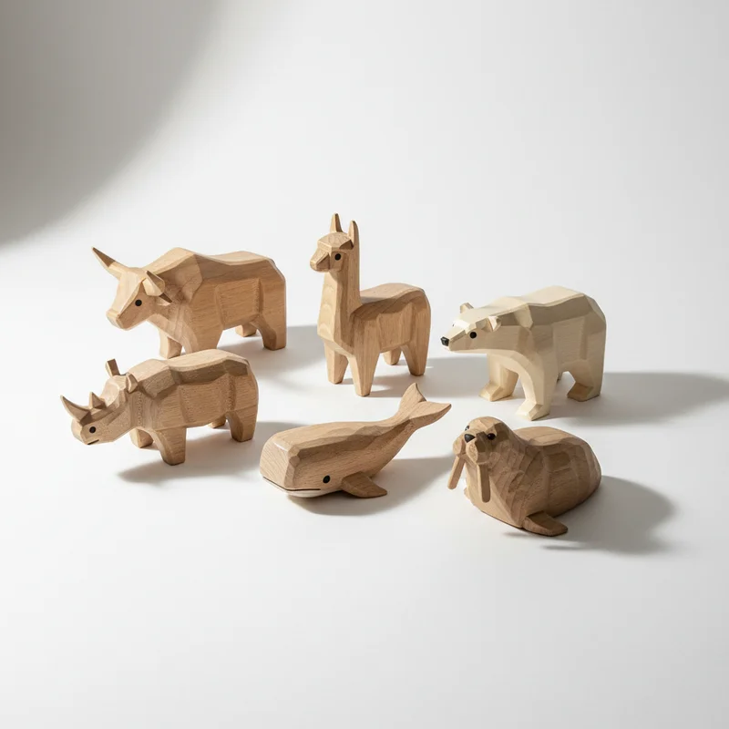 Charming wooden animal toys