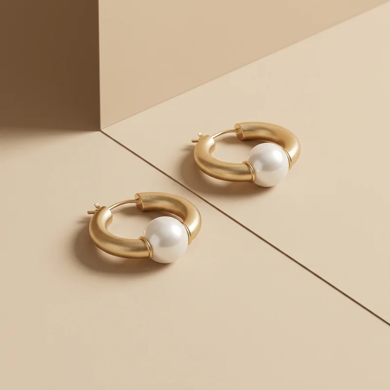 Elegant gold pearl hoop earrings