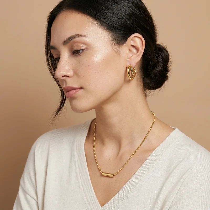 Minimalist Gold Jewelry Close-up