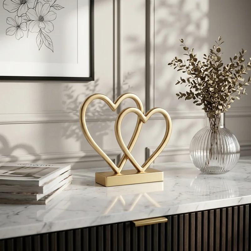 Gold heart sculpture on marble