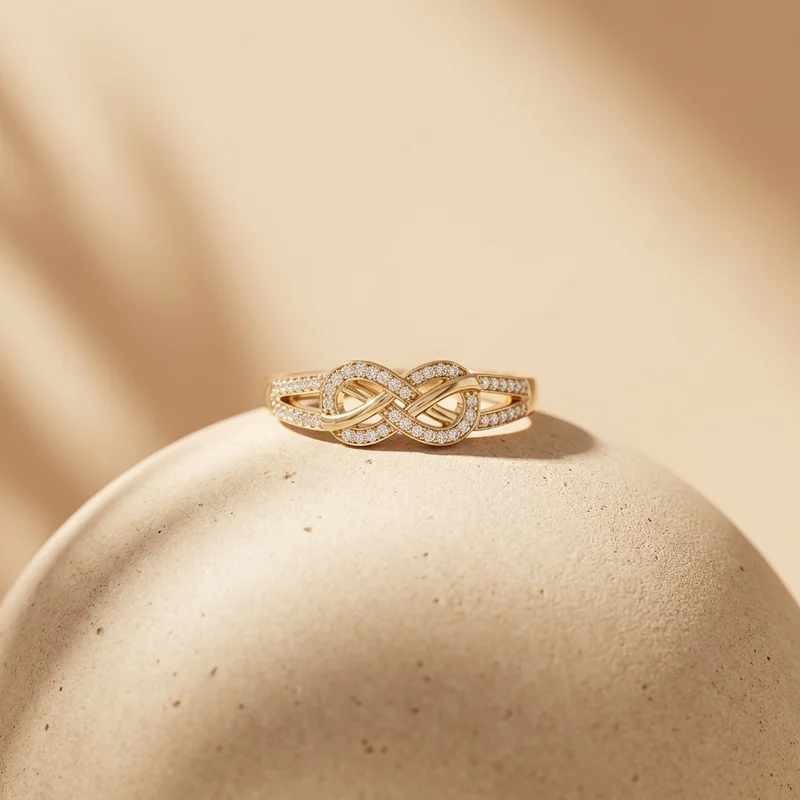 Elegant gold ring on natural stone