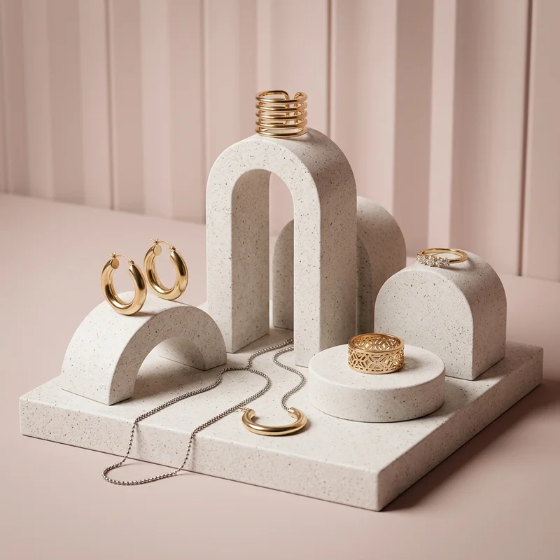 Modern gold jewelry display