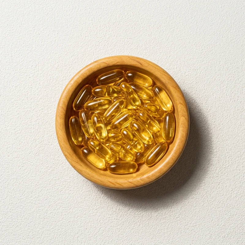 Wellness capsules in a bowl