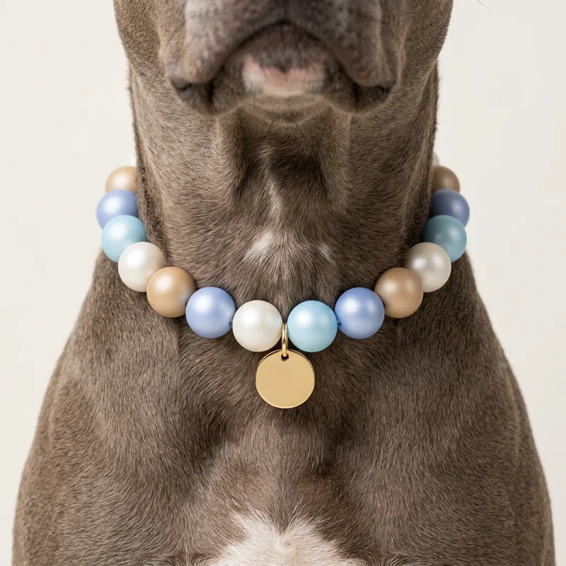 Bead pet collar on dog