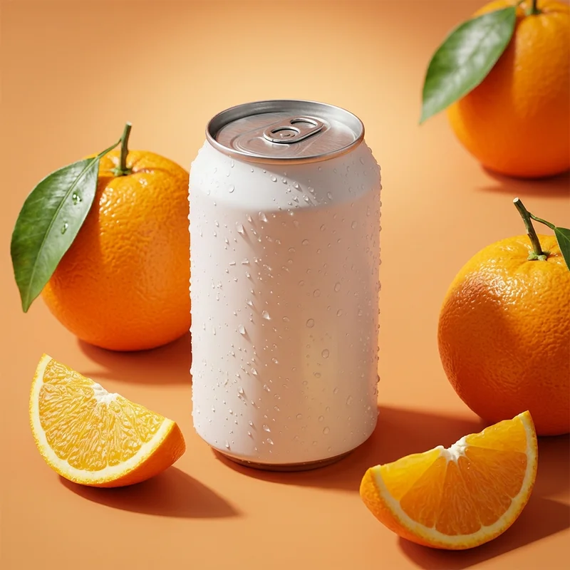 Refreshing orange beverage can