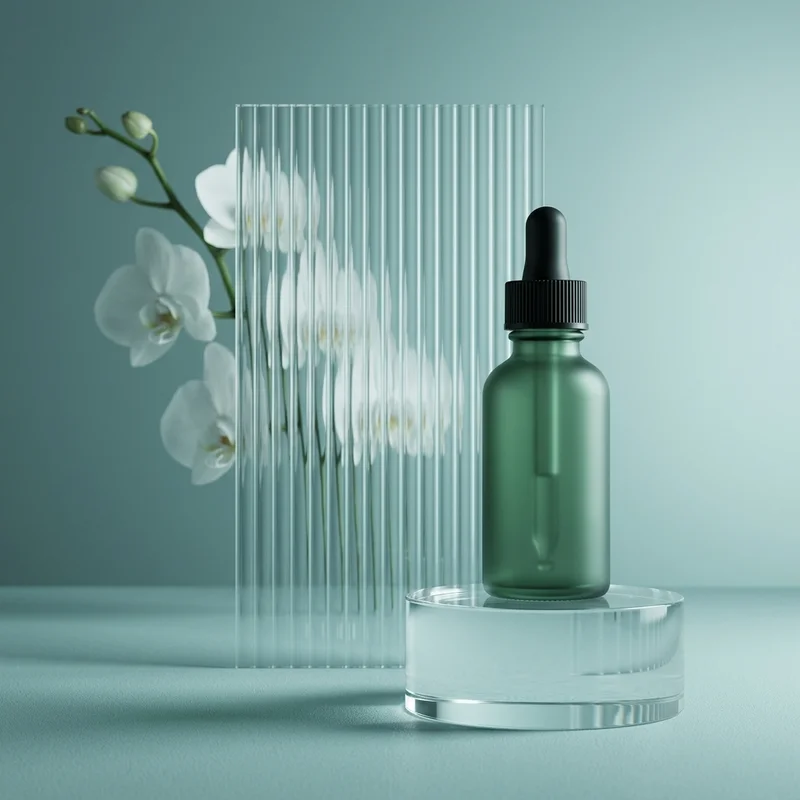 Serene botanical skincare display