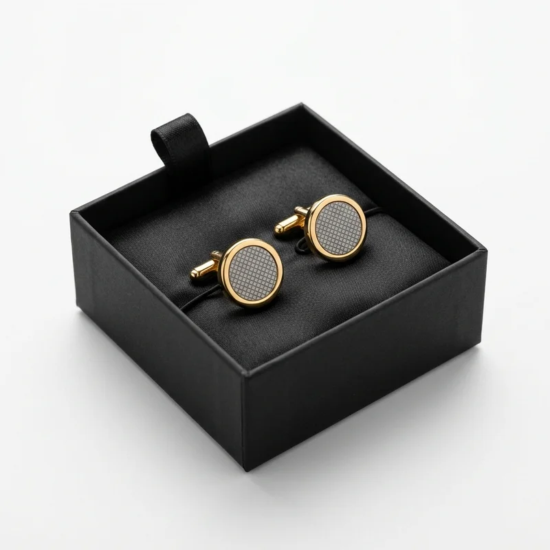 Elegant cufflinks in a gift box