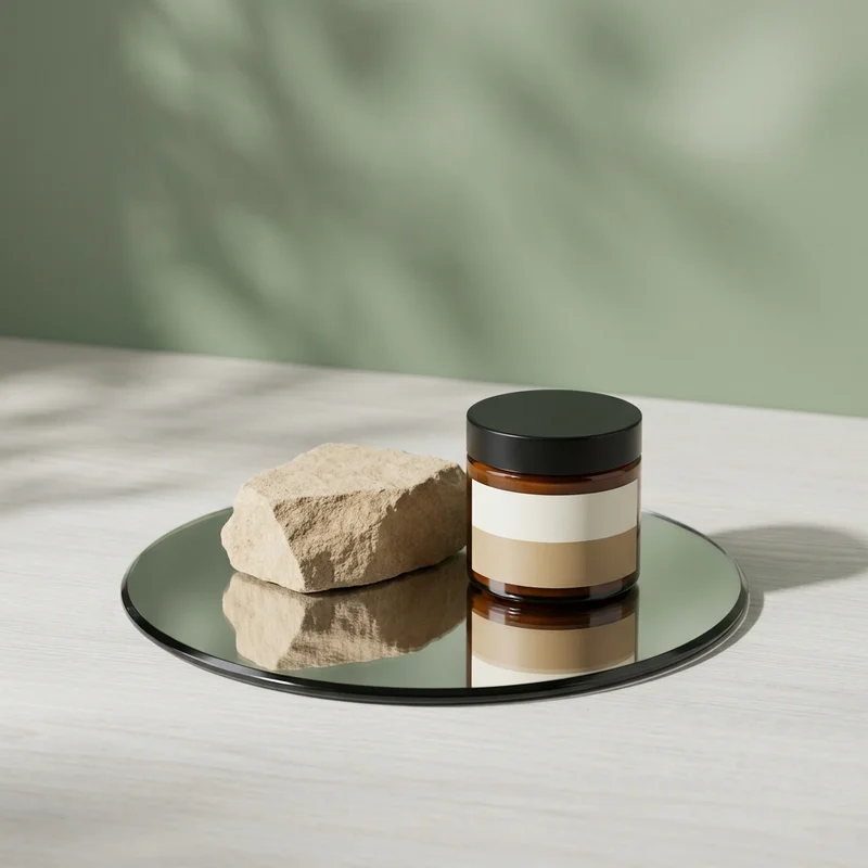 Serene skincare on mirror