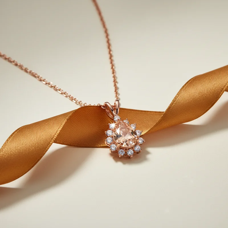 Elegant morganite necklace with ribbon