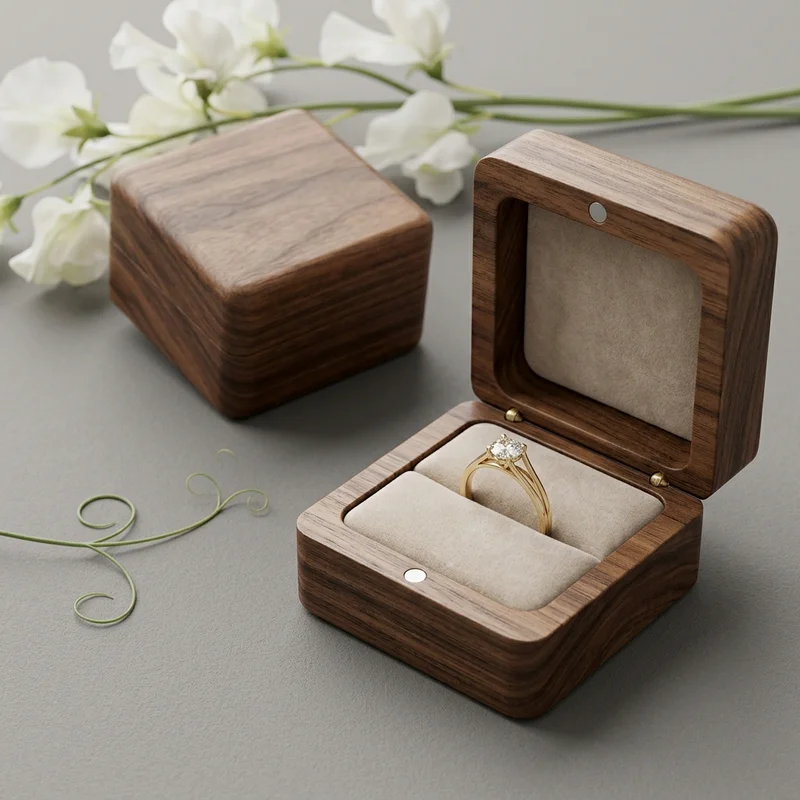 Luxury ring in wooden box