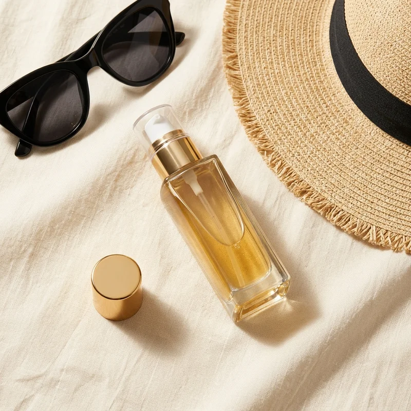 Summer skincare flat lay