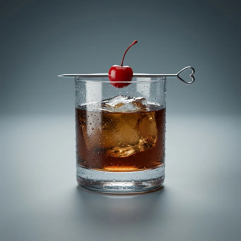 Classic cocktail with cherry garnish
