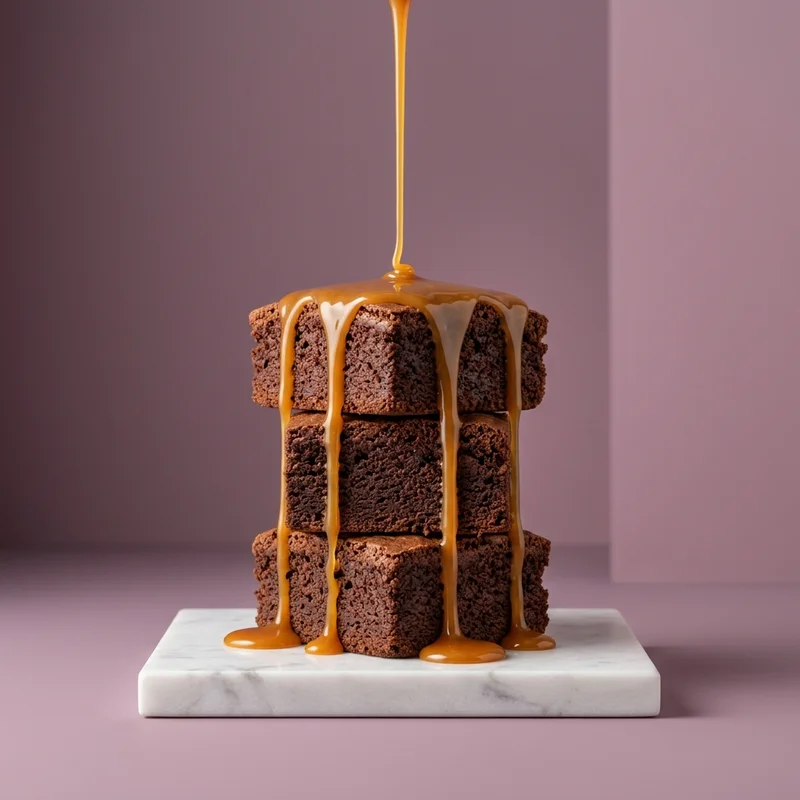 Caramel Drizzle Brownie Stack