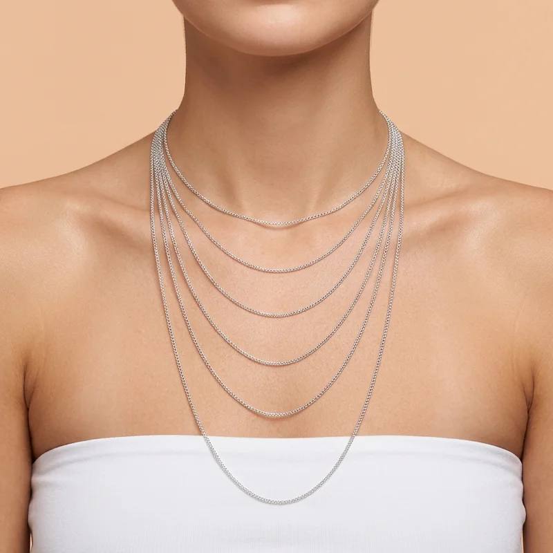 Layered silver chains on model