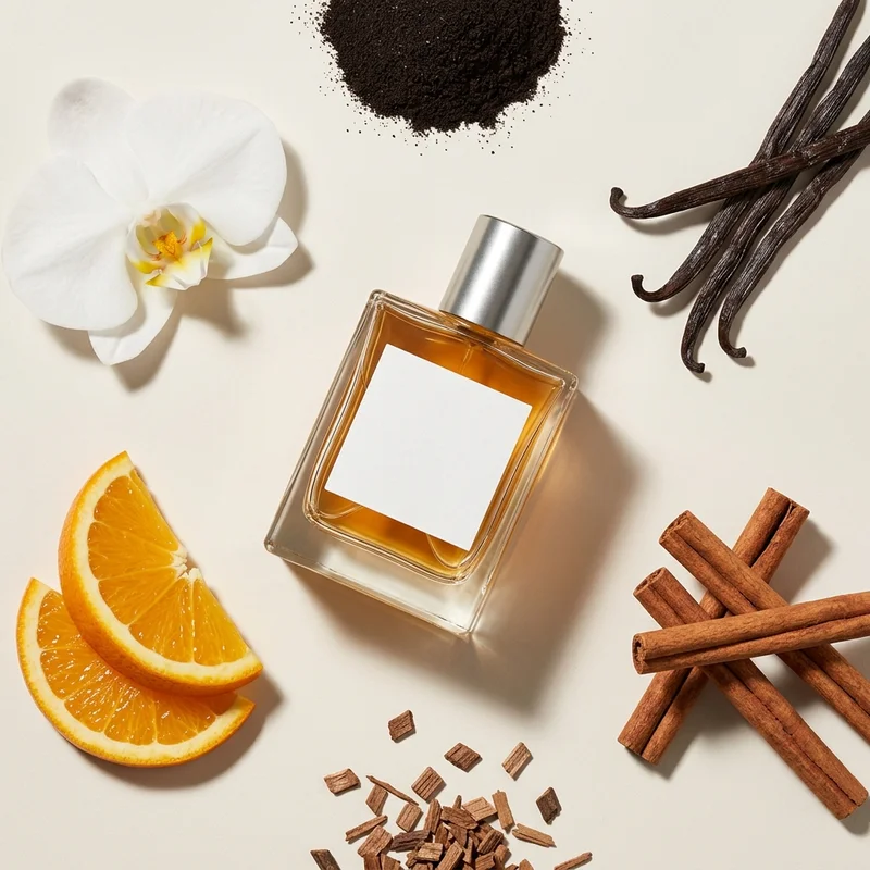 Natural fragrance ingredients flat lay