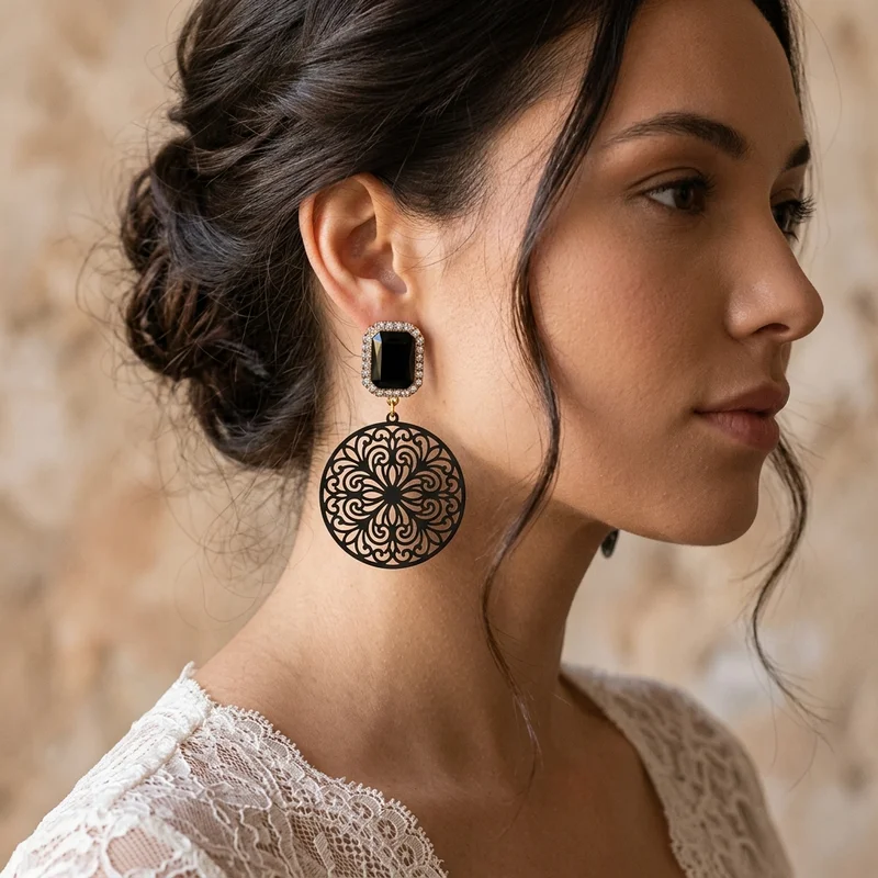 Elegant statement earring portrait