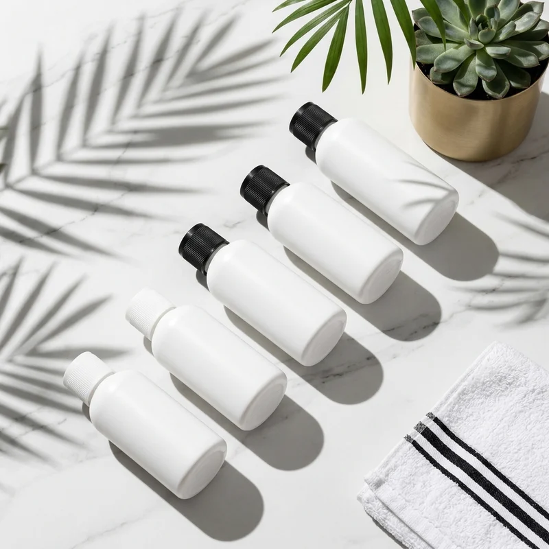Natural wellness bottles on marble
