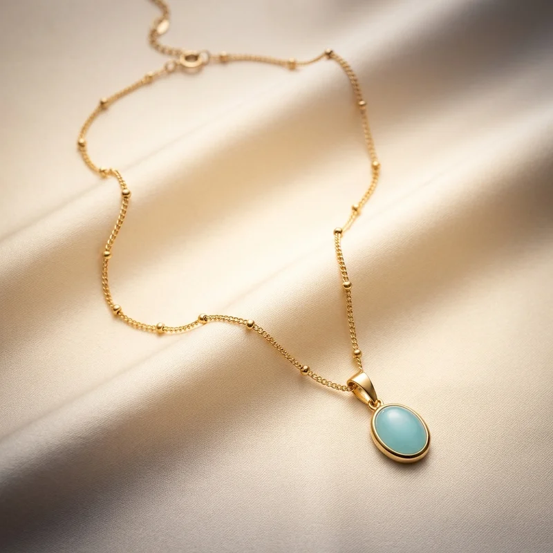 Elegant gold necklace on pleated fabric