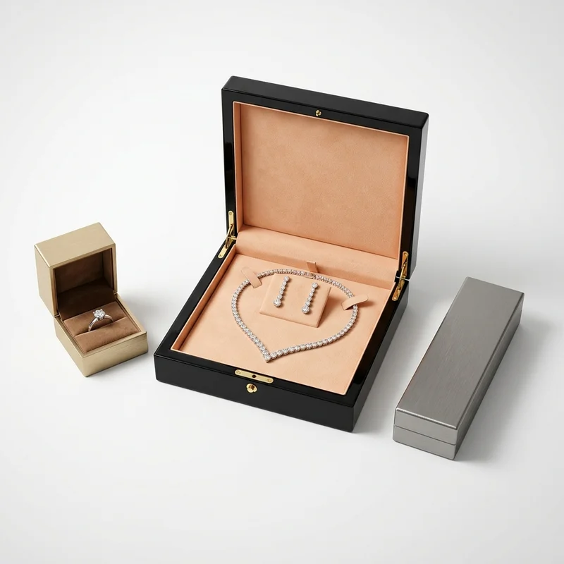 Luxury diamond jewelry set on display