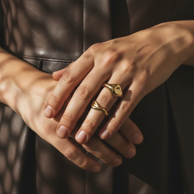 Rings on leather