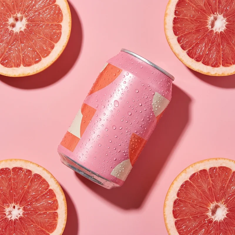 Chilled grapefruit soda can