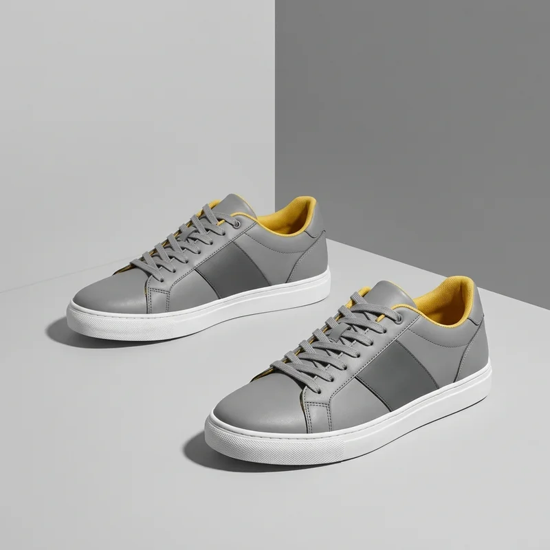Modern grey and yellow sneakers