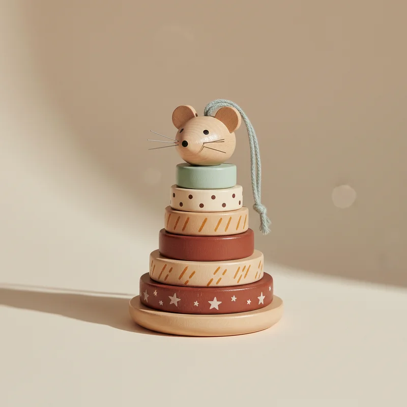 Wooden mouse stacking toy
