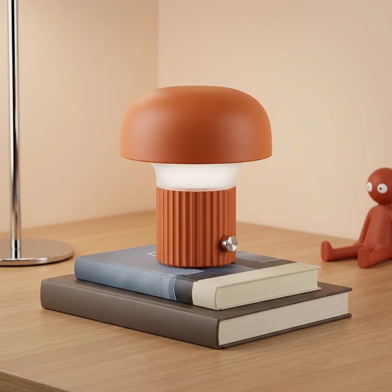 Modern capsule lamp on books