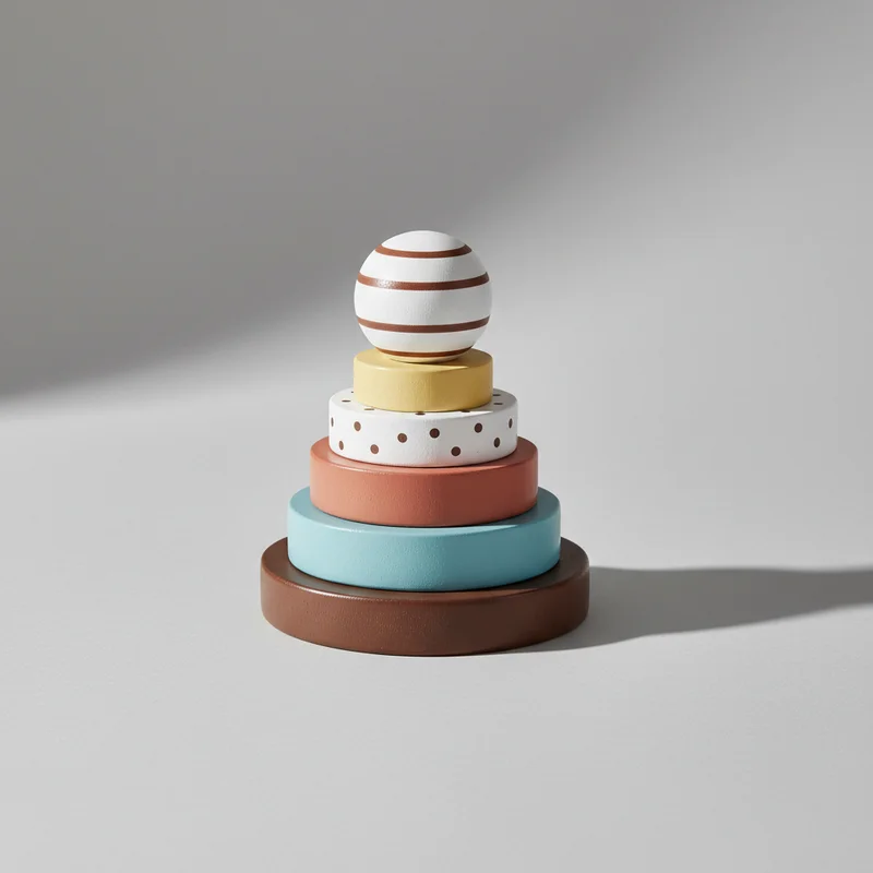 Wooden stacking toy on grey