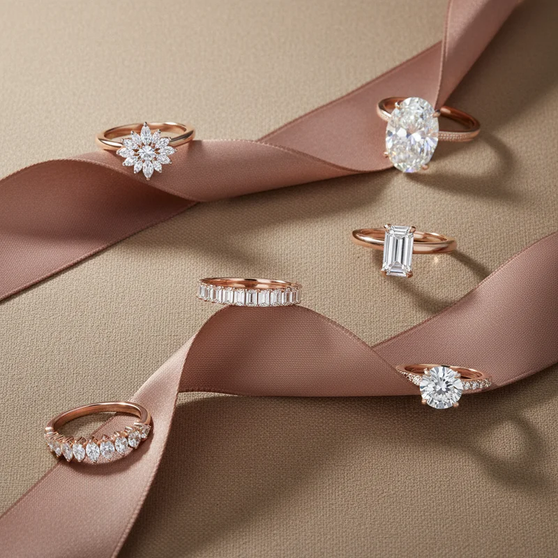 Diamond rings on soft fabric