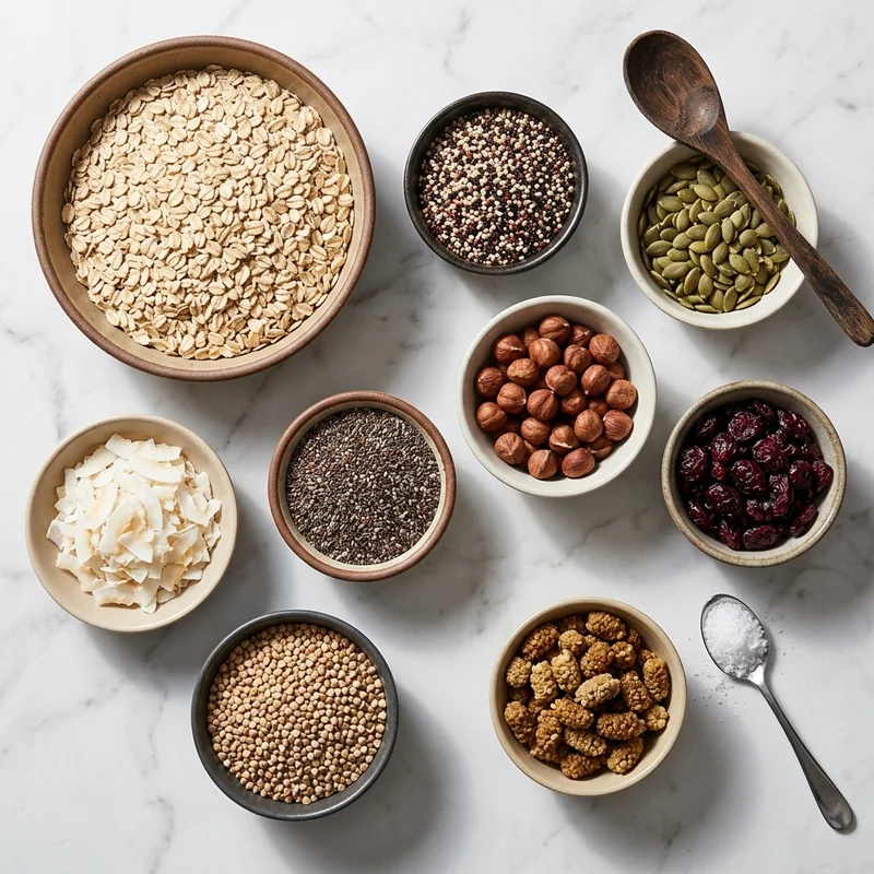 Healthy grains & seeds flat lay