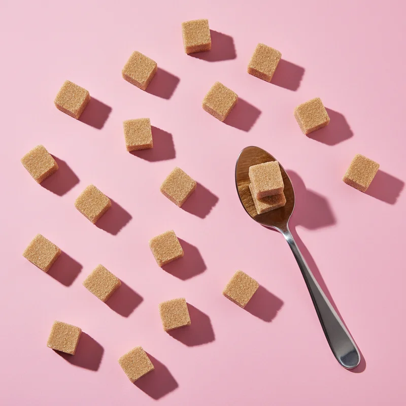 Sweet sugar cubes flat lay