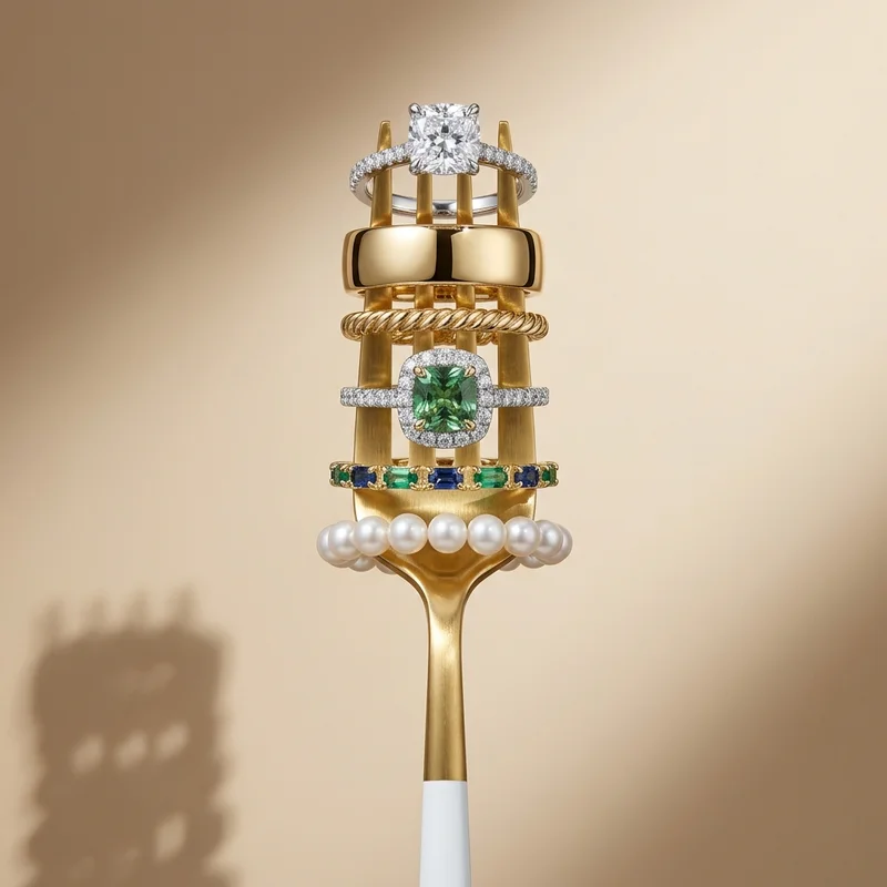 Golden Fork Jewelry Display