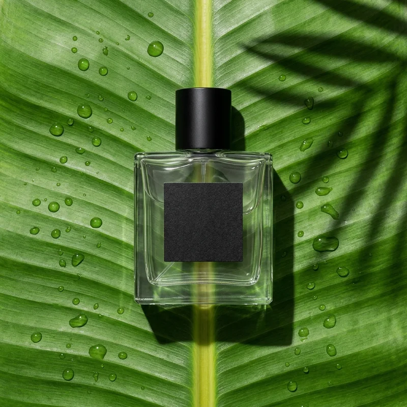 Tropical perfume on wet leaf