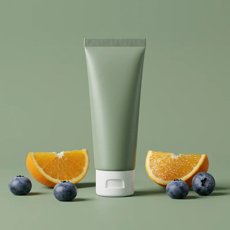 Fresh green skincare with fruit
