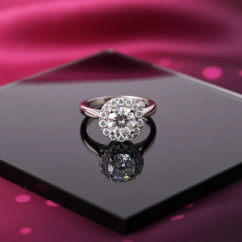 Elegant halo ring on reflective surface