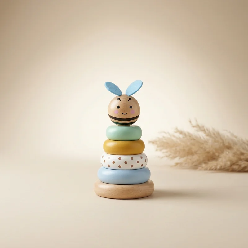 Cute wooden bee stacking toy