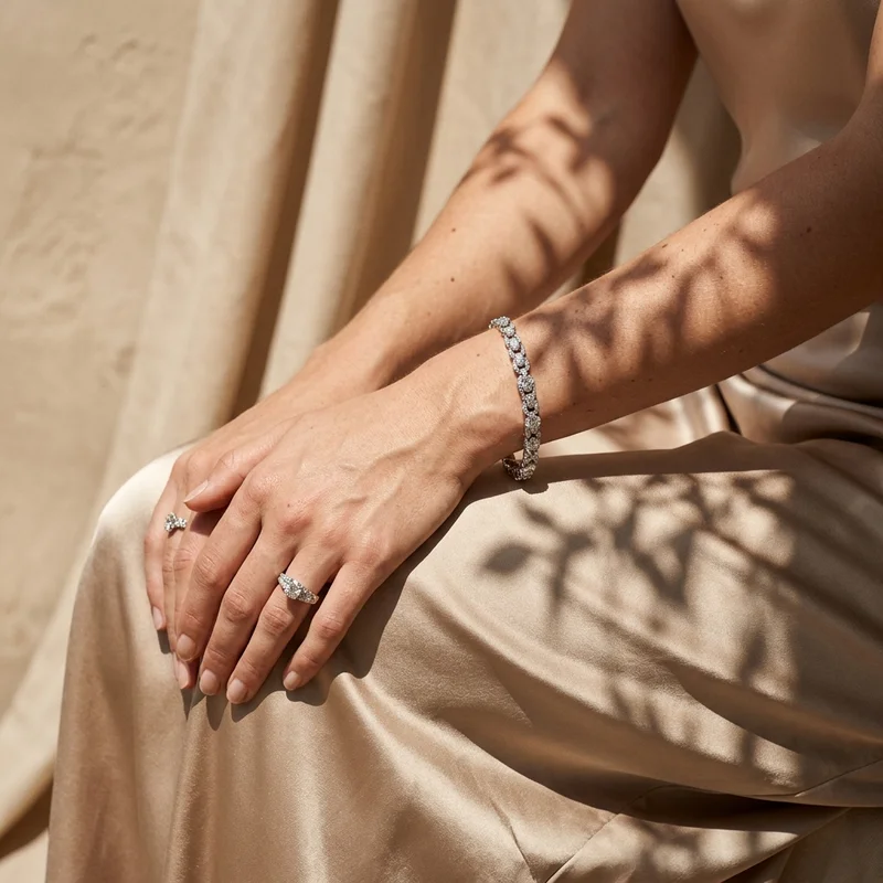 Elegant diamond jewelry on satin