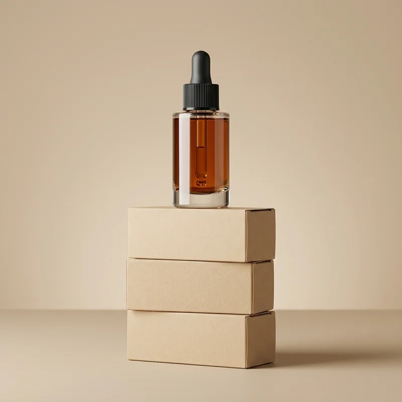 Minimalist serum on cardboard
