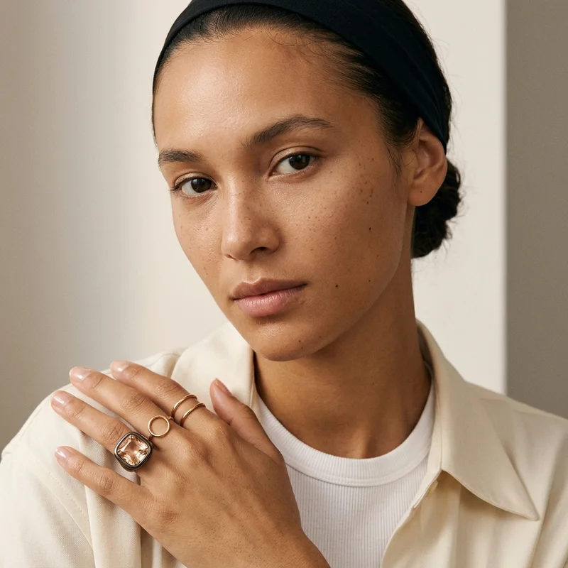 Natural beauty with gold rings