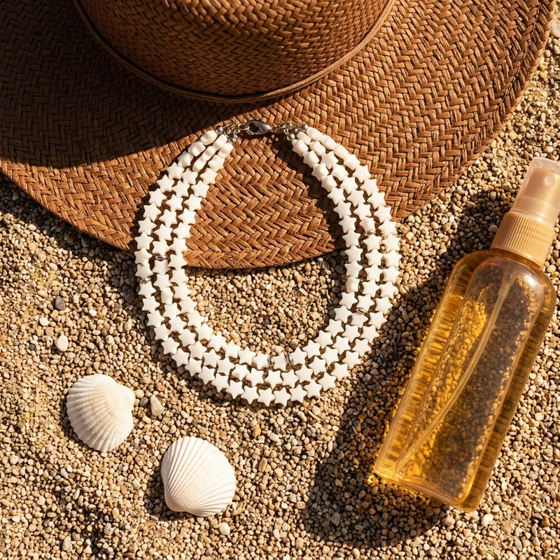 Star necklace on sandy beach