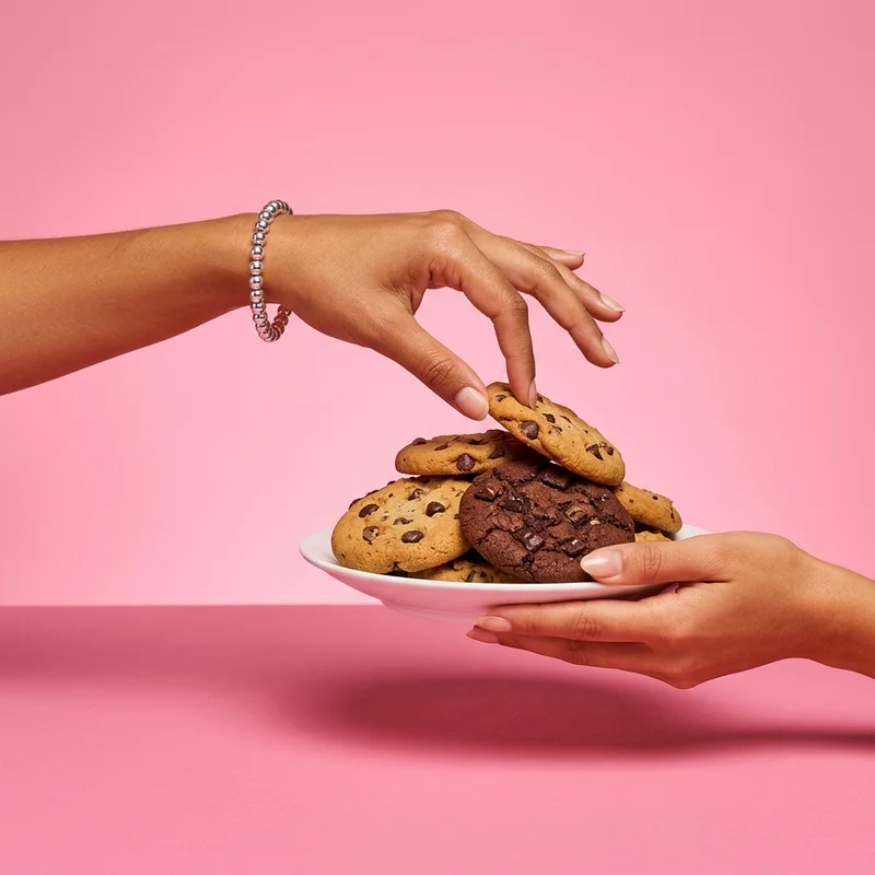 Sharing cookies on pink