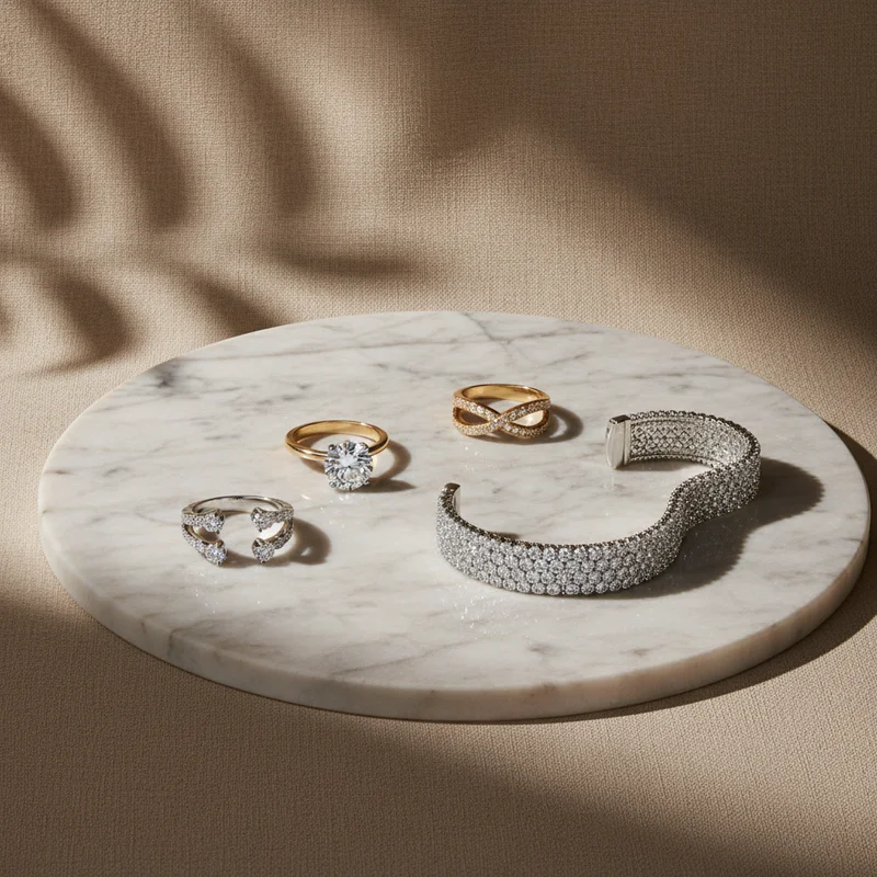 Luxury jewelry on marble