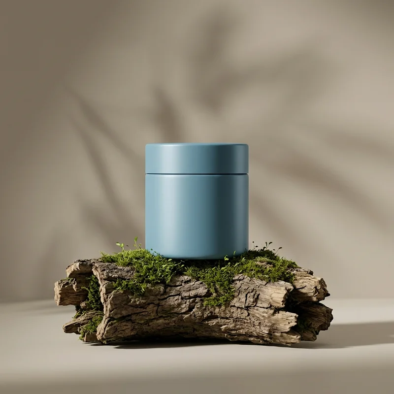 Natural mossy wood product display